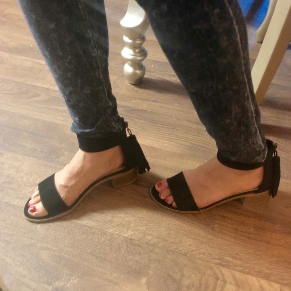 NEW Black Faux Suede Sandal - Picture 4 of 7